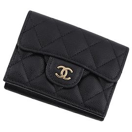 Chanel Matelassé Tri-Fold Wallet in Black Black