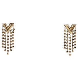 Louis Vuitton Gold Gold Plated Essentials V Skin Push Back Ohrringe Golden