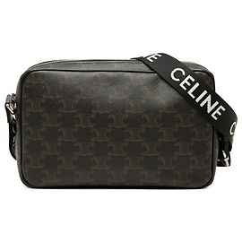 Céline Sac messager en toile enduite Triomphe moyen noir de Celine Noir