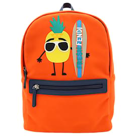 Fendi Orange Neoprene Pineapple Backpack Orange