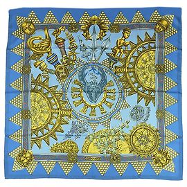 Hermès Blue L Or Des Chefs Seidentuch 90 Blau