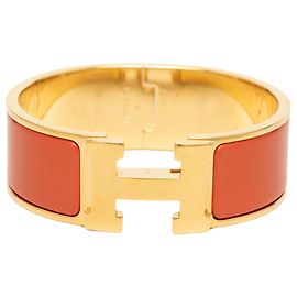 Pulsera Clic H PM de esmalte ancho Orange Hermès Otro Naranja