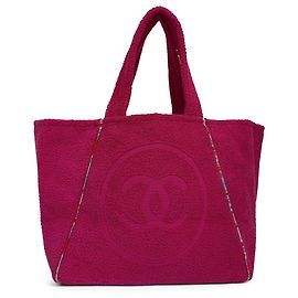 Bolso de playa reversible Chanel Pink CC de tejido de toalla Rosa Otro