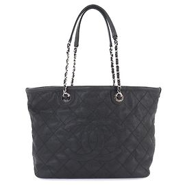 Chanel Matelasse Chain Tote Handbag Black