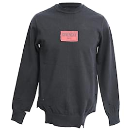 Givenchy Sweatshirt mit distressed Logo-Patch aus schwarzer Baumwolle Andere Python drucken