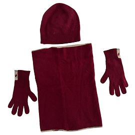 Luvas, cachecol e gorro Burberry em cashmere vermelho Vermelho