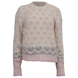 Pull LoveShackFancy brodé de fleurs Multicolor Alpaca Wool Multicolore