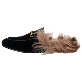 Mules Gucci Princetown in velluto nero Nero