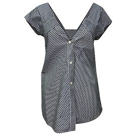 Top a spalle scoperte a righe Theory in cotone blu Blu