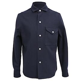 Ami Button Up Jacket in Black Wool Black