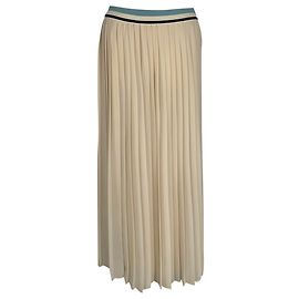 Moncler Plisse-Midi-Rock aus elfenbeinfarbenem Polyester Weiß Roh