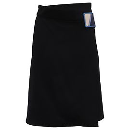 Prada Midirock in schwarzer Baumwolle mit Gummi-Patch Schwarz
