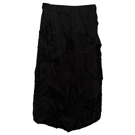 Dries Van Noten Midirock mit Crinkle-Effekt aus schwarzem Polyester Schwarz