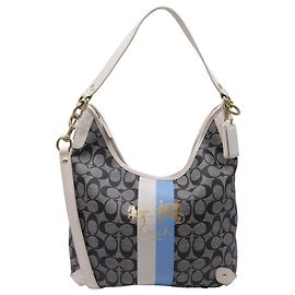 Sac Hobo Coach Heritage à rayures en toile enduite multicolore Multicolore