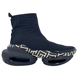Balmain B-Bold High-Top Sneaker aus schwarzem Polyester Schwarz