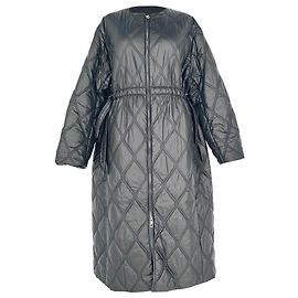 Ganni Diamond-Quilted Zip-Up Raincoat in Black Polyamide Black