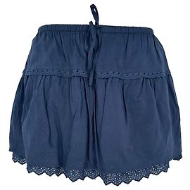 Mini saia de algodão azul marinho com acabamento em renda Reformation Azul Azul marinho