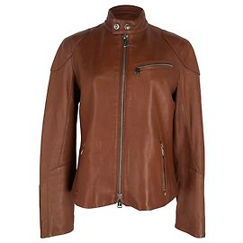 Ralph Lauren Zip-Up Biker Jacket in Brown Lamb Leather Brown