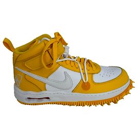 Off White Baskets Nike x Off-White Air Force 1 Mid SP en cuir White et Varsity Maize Jaune Camel