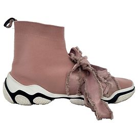 Valentino Garavani Sapatilhas High-Top em malha Glam Run RED Valentino em algodão rosa Rosa