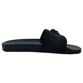 Versace Medusa Pool Slides in Black Rubber Black