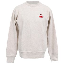 Isabel Marant Logo Sweatshirt aus Baumwolle in Ivory White Weiß Roh