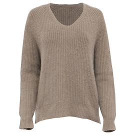 Nili Lotan V-Ausschnitt Zopfstrickpullover aus braunem Kaschmir Braun