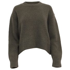 Nili Lotan Rundhals-Strickpullover aus olivgrüner Wolle Grün Olivgrün