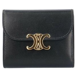 Céline Small Wallet Triomphe in Shiny Calfskin Black