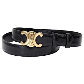 Céline Triomphe Belt in Smooth Calfskin Black
