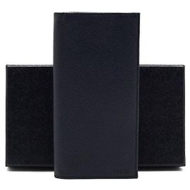 Prada Navy Saffiano Travel Wallet for Men Blue