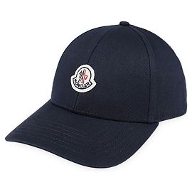 Moncler Gorra de algodón con parche de logotipo Azul