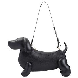 Thom Browne Borsa Baguette Hector in pelle Pebble Grain Nero