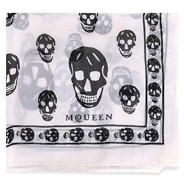 Alexander Mcqueen Lenço de Chiffon de Seda com Caveira Marrom