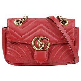 Gucci GG Marmont gesteppte Mini-Schultertasche rot Rot