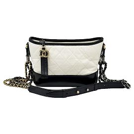 Chanel White Leather Gabriel Small Hobo Shoulder Bag White