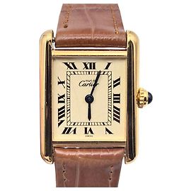 Cartier Must Tank Silver Gold-Plated Watch White