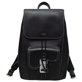 Dior Mochila Saddle com aba em couro de bezerro grão preto Preto