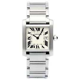 Cartier Reloj de mujer Tank Francaise Medium Date Quartz Plata