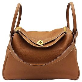 Sac à épaule Hermès Lindy 34 Marron Doré Marron