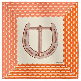Hermès Portrait de Boucle Scarf Marrone