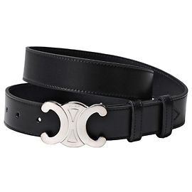 Céline Cinto Large Triomphe em pele de vitelo vintage Preto