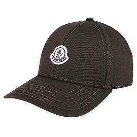 Moncler Gorra de algodón con parche en marrón Castaño