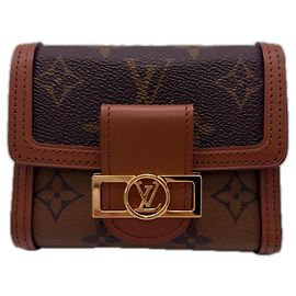 Louis Vuitton Monogram Reverse Portefeuille Dauphine Compact Wallet Marron Beige