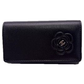 Chanel Butterfly Camellia Key Case Black