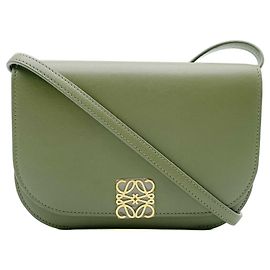 Borsa a spalla e clutch Loewe Goya Accordion D'oro Verde