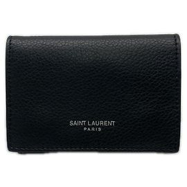 Yves Saint Laurent Leather Compact Wallet Black