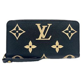 Louis Vuitton Monogram Empreinte Bicolor Zippy Wallet Black Beige