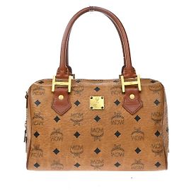 MCM Visetos logogramme Canvas and Leather Marrom