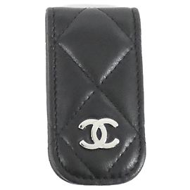 Chanel Timeless Classic Line 80801 Money Clip Black Dark red